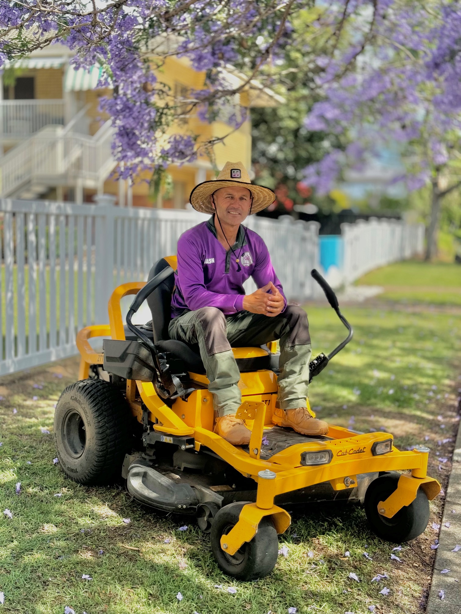 Jason O’Dea on an Excel Grounds Maintenance ride-on mower